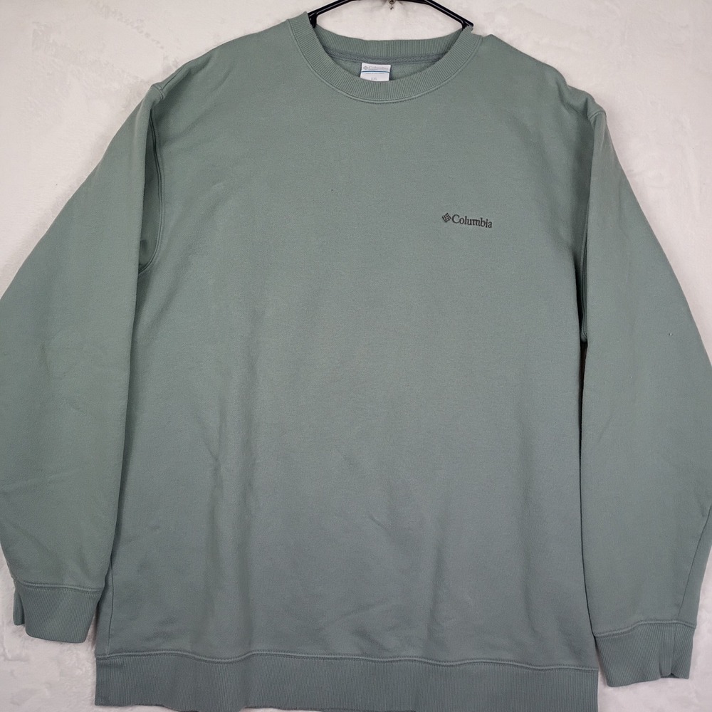 Columbia Sportswear Mens XXL Sage Green Crewneck Sweatshirt Fleece Pullover Logo
